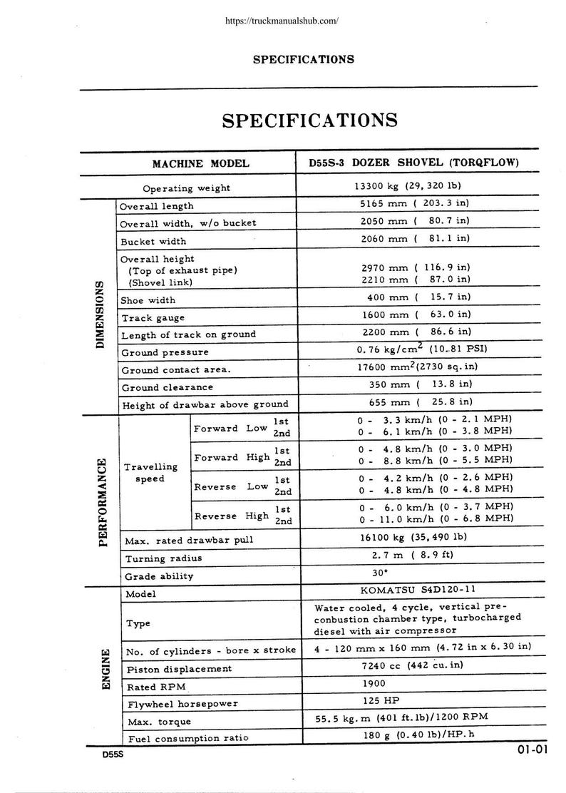 Komatsu D55S-3 Dozer Shovel Service Manual 2008-2012 Shop Repair service manual preview page 8