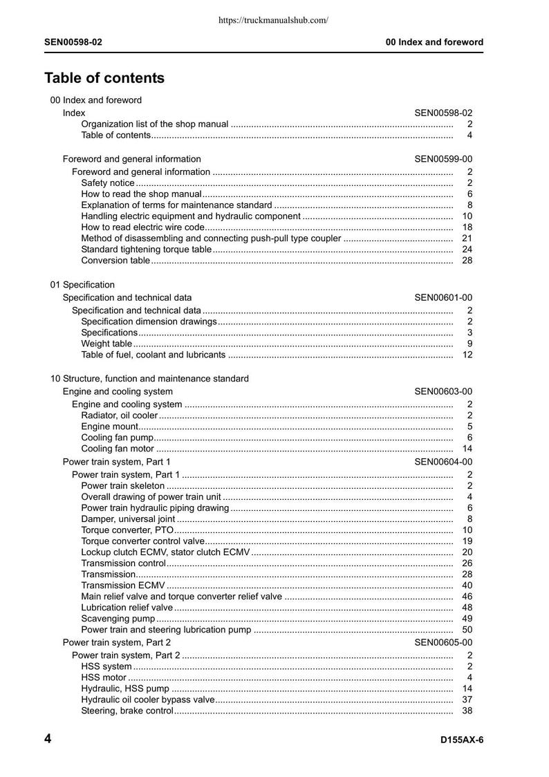 Komatsu Galeo D155AX-6 Bulldozer Service Manual service manual preview page 8