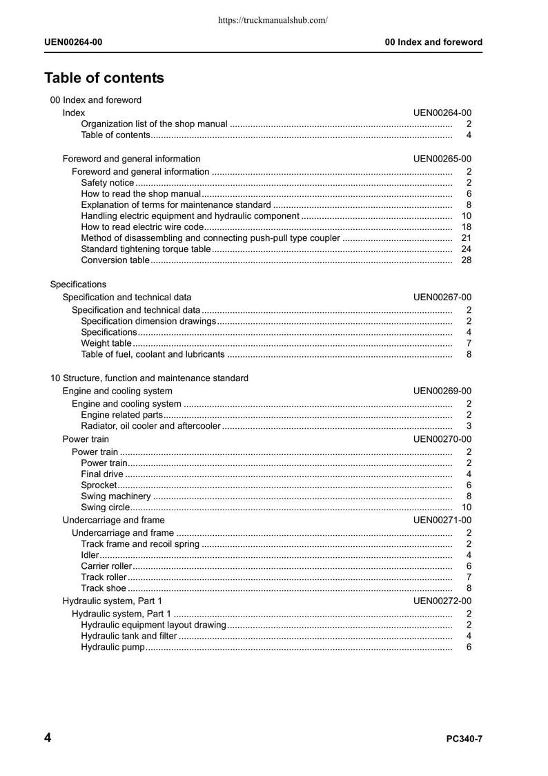 Komatsu Galeo PC340LC-7 PC340NLC-7 Service Manual service manual preview page 9