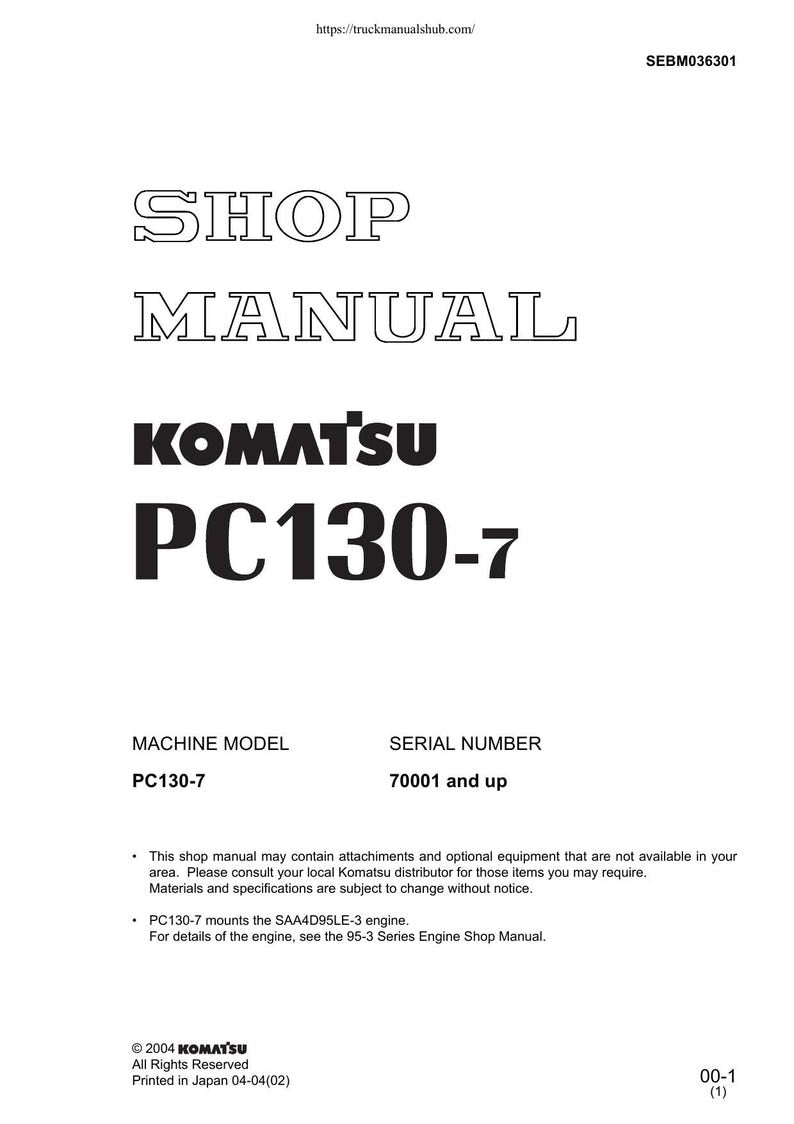 Komatsu PC130-7 Excavator Service Manual service manual preview page 2