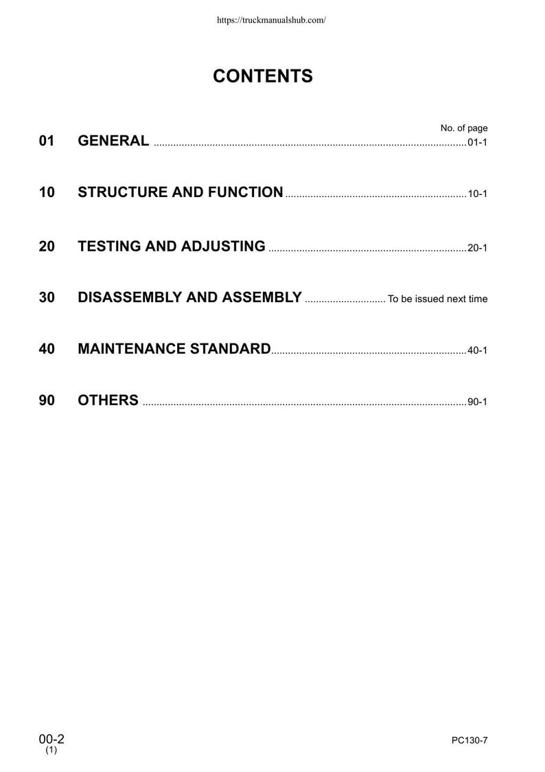 Komatsu PC130-7 Excavator Service Manual service manual preview page 6