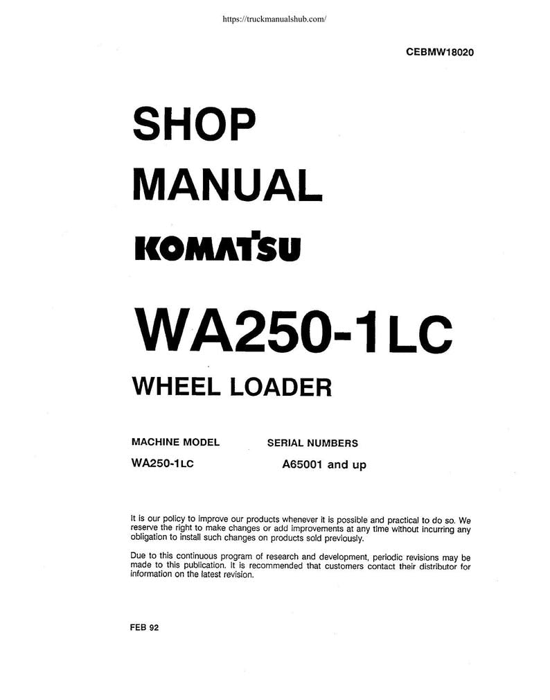 Komatsu WA250-1LC Wheel Loader Service Manual service manual preview page 2