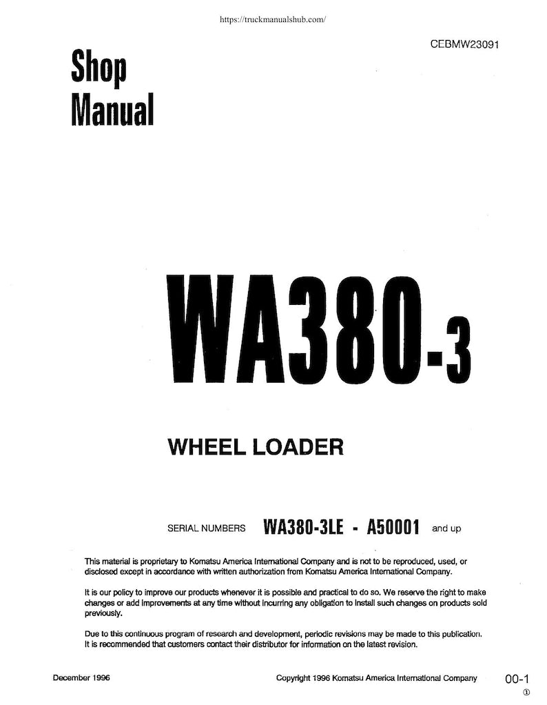 Komatsu WA380-3 Wheel Loader Service Manual 1996-2000 service manual preview page 2