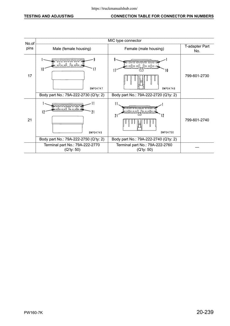 Komatsu PW160-7K Wheeled Excavator Service Manual service manual preview page 5