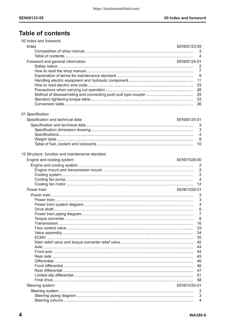 Komatsu WA380-6 Wheel Loader Service Manual service manual preview page 9