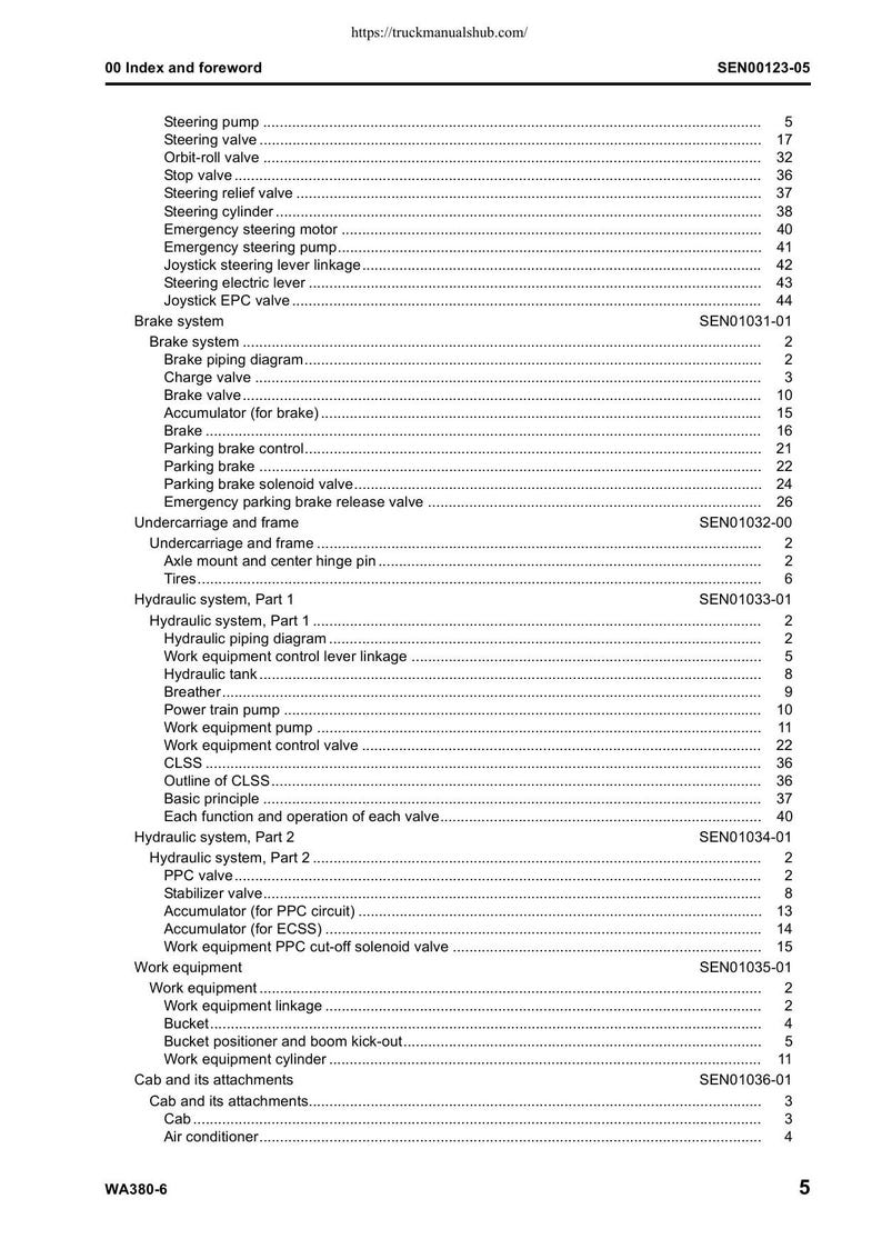 Komatsu WA380-6 Wheel Loader Service Manual service manual preview page 10
