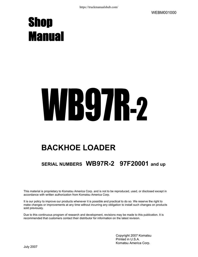 Komatsu WB97R-2 Backhoe Loader Service Manual service manual preview page 2