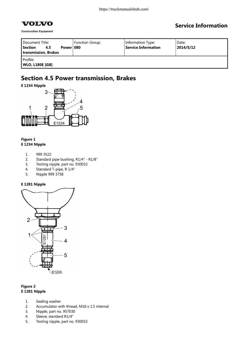 Volvo L180E Wheel Loader Service Manual 2014-2018 service manual preview page 5