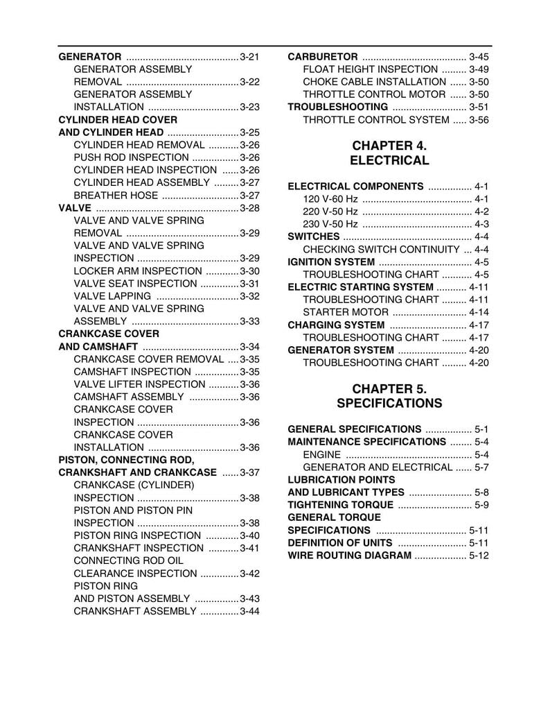 Yamaha EF3000iSE Generator Service Manual 2002-2006 service manual preview page 9