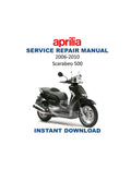 Aprilia Scarabeo 500 Service Manual 2006-2010 Scooter Motorcycle PDF service repair manual cover