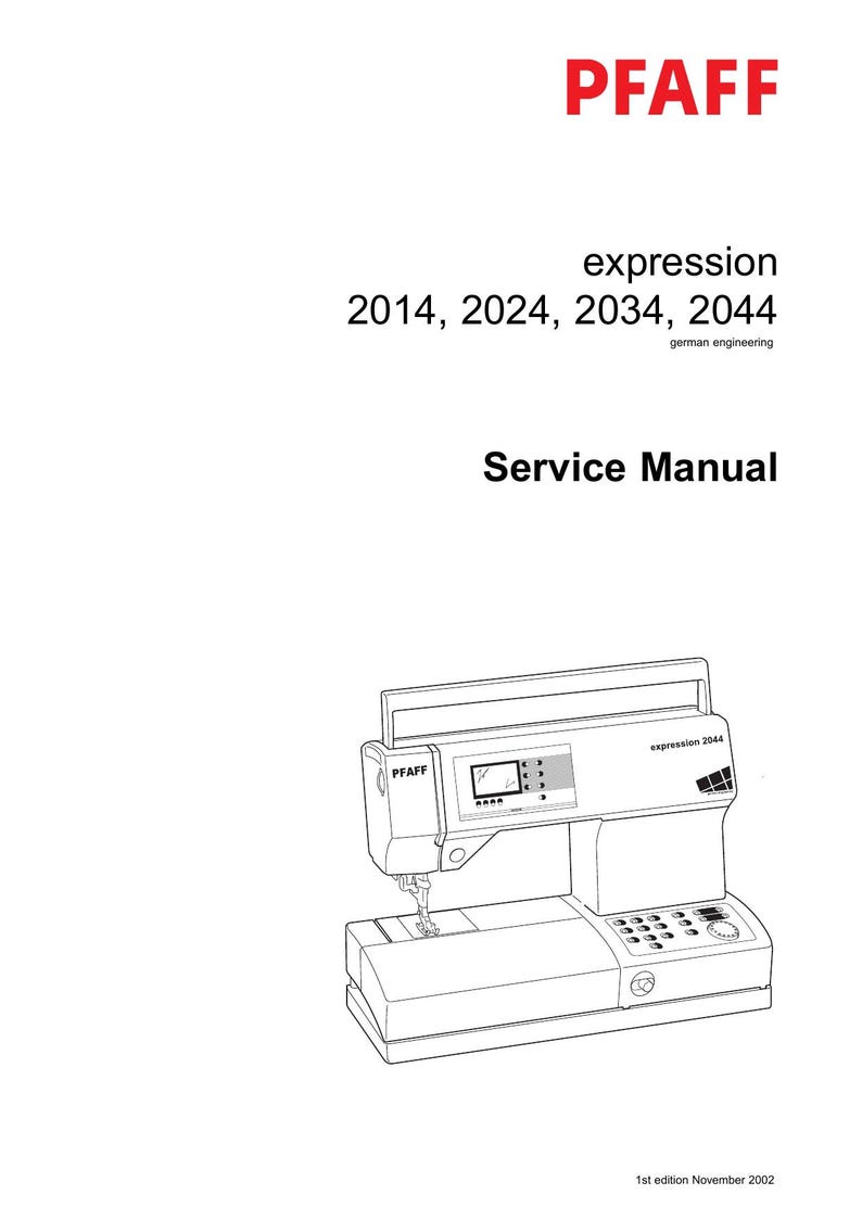 PFAFF Expression 2014 2024 2034 2044 Service Manual 2002-2006 Sewing Machine pdf PDF service repair manual cover