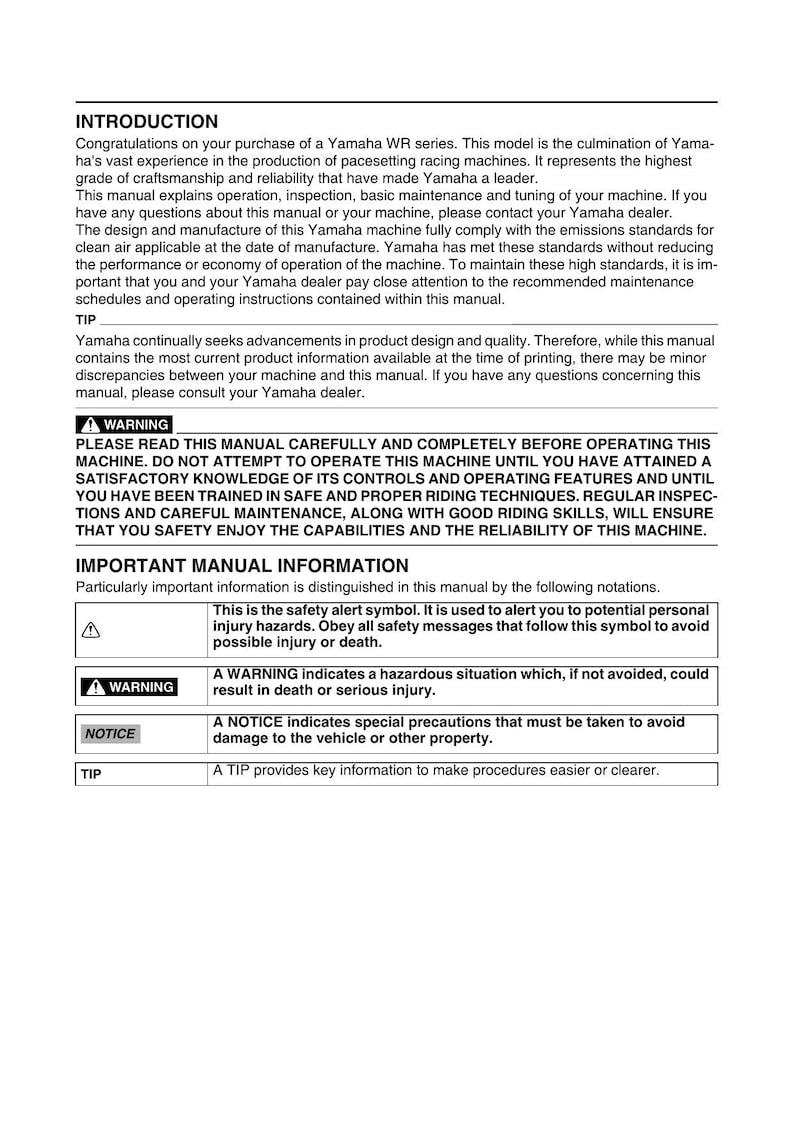 Yamaha WR250F WR250FF Service Manual service manual preview page 6