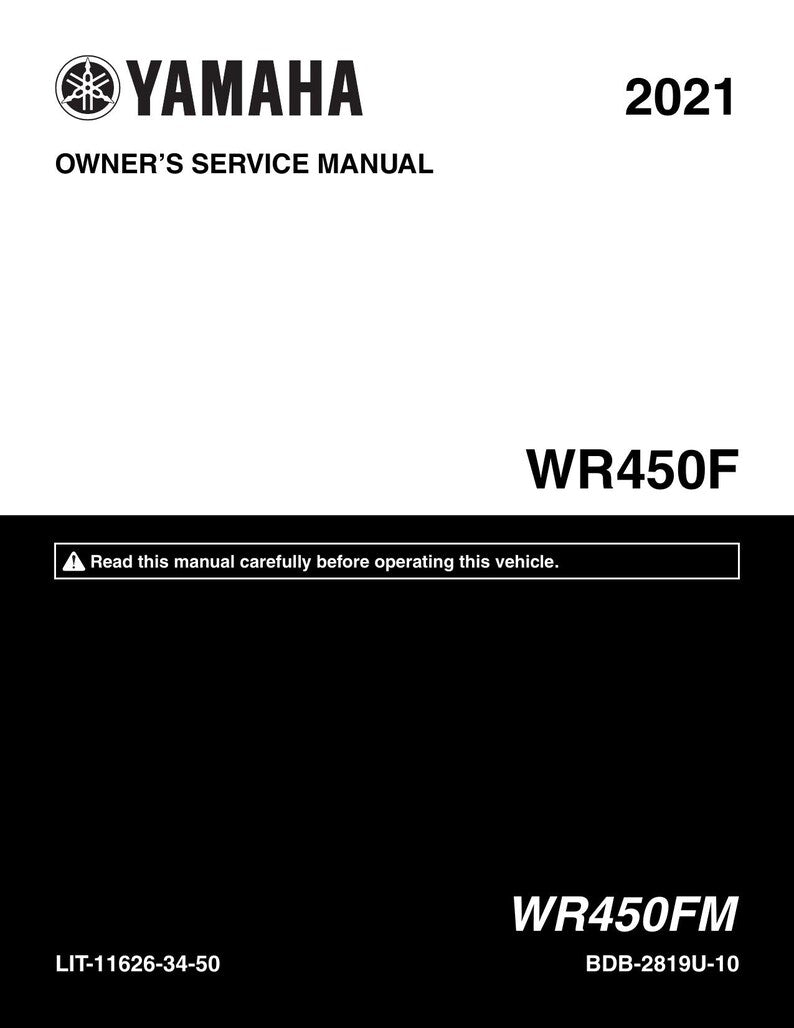 Yamaha WR450F Service Manual service manual preview page 2