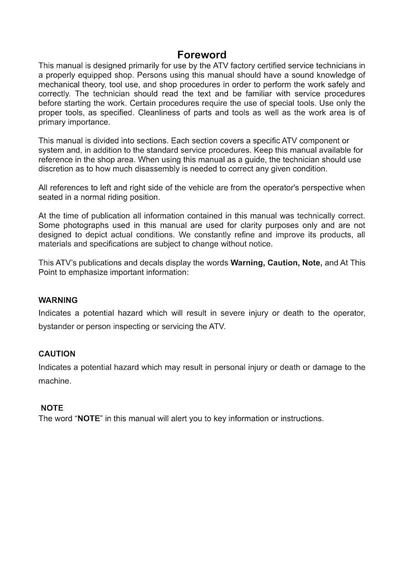 Linhai HY200X Z210 ATV Service Manual 2022-2026 service manual preview page 3