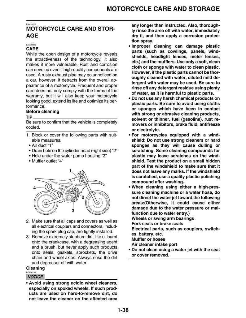 Yamaha WR450F Service Manual service manual preview page 8