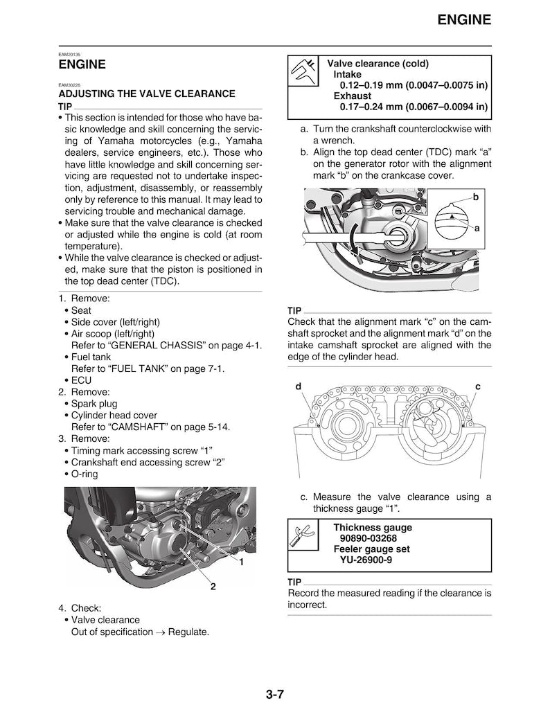 Yamaha WR250F Service Manual service manual preview page 3