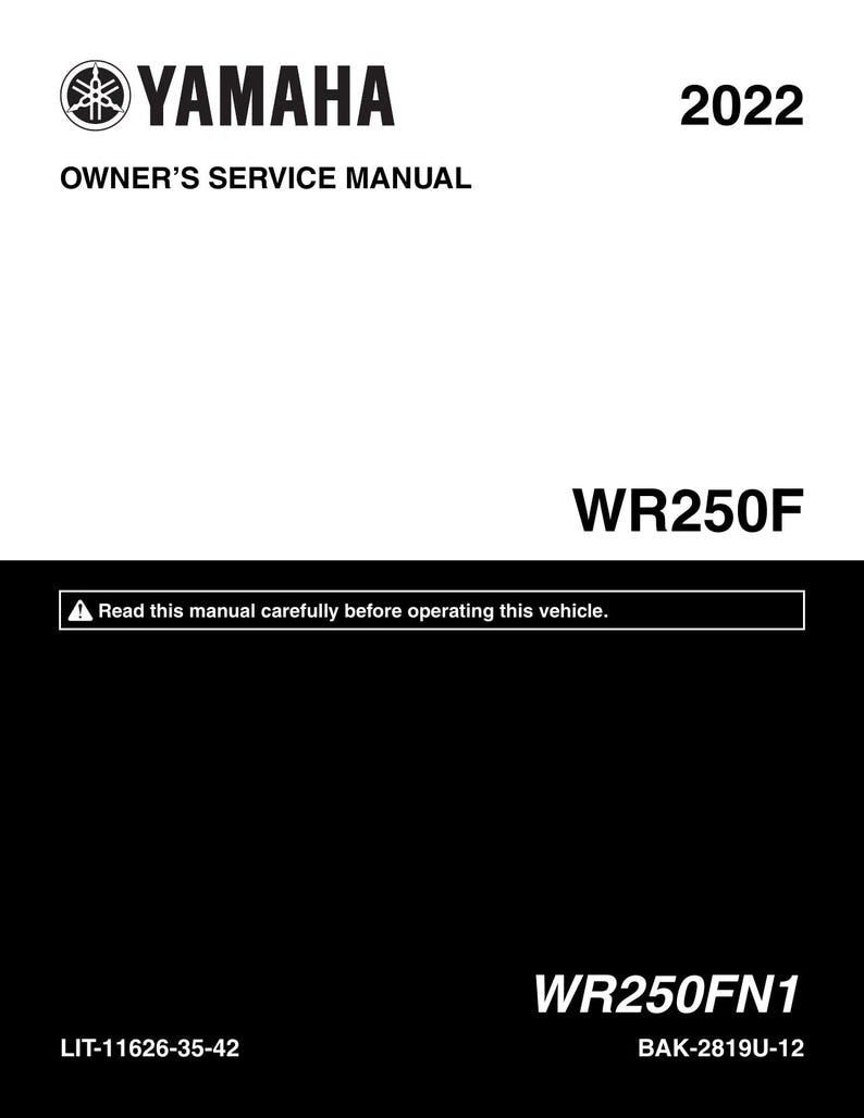 Yamaha WR250F Service Manual service manual preview page 2