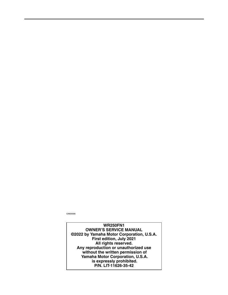 Yamaha WR250F Service Manual service manual preview page 11