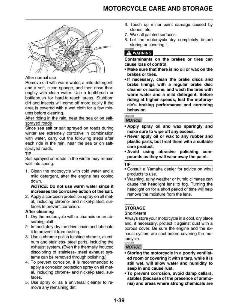 Yamaha WR250F Service Manual service manual preview page 5