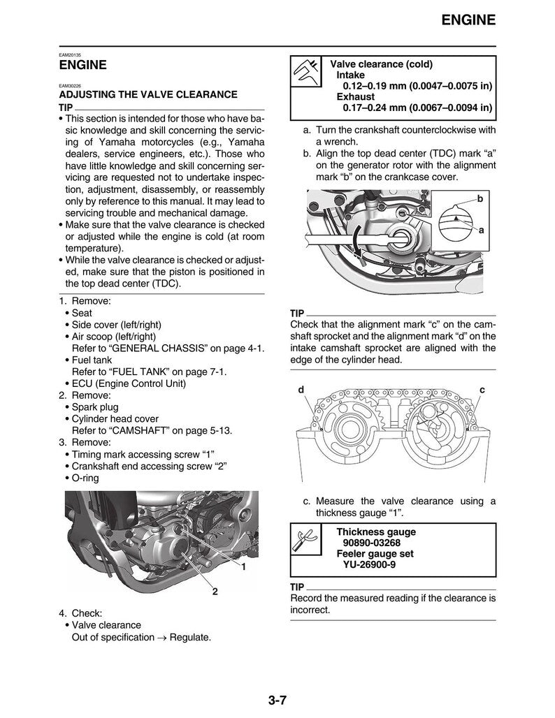 Yamaha WR250F Service Manual service manual preview page 2