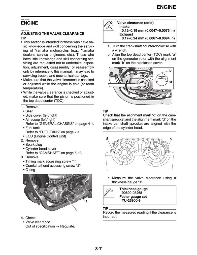 Yamaha WR250F Service Manual service manual preview page 3