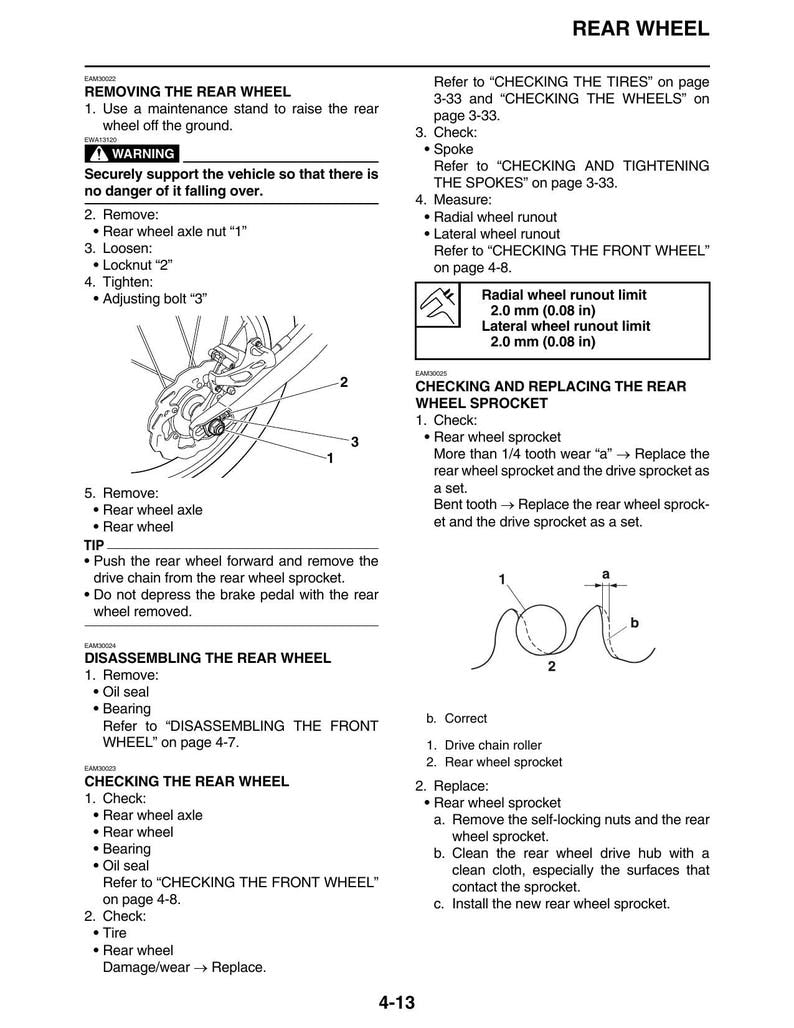 Yamaha WR250F Service Manual service manual preview page 4
