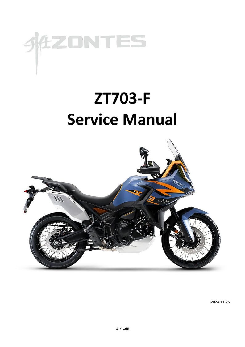 Zontes ZT703-F Service Manual 2024-2026 Adventure Motorcycle service manual preview page 2