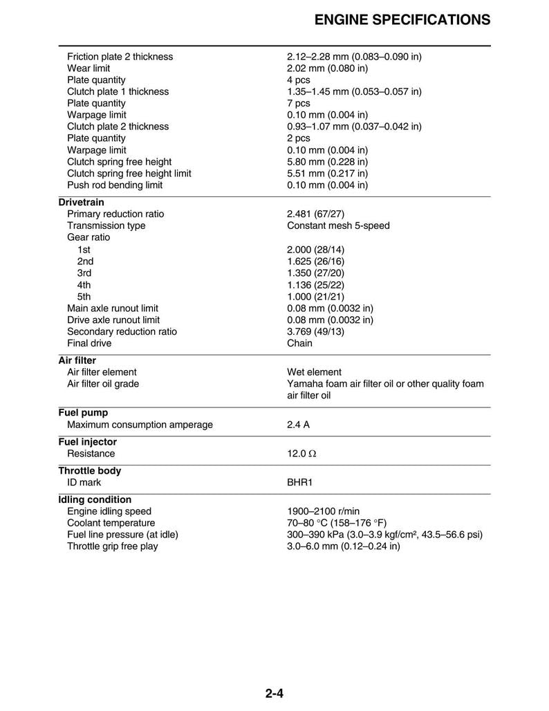 Yamaha YZ450F YZ450FP Service Manual service manual preview page 9