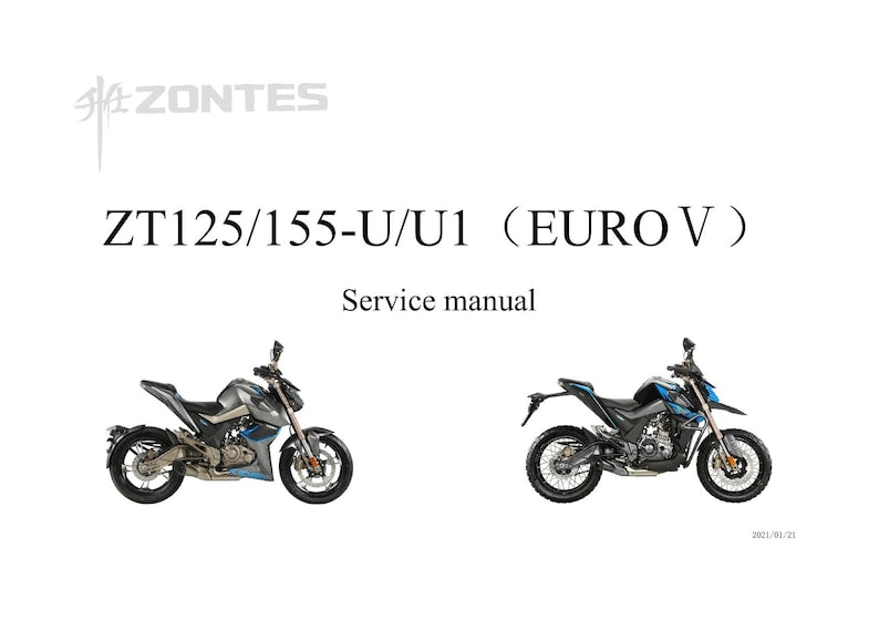 Zontes ZT125 ZT155 U U1 Euro V Service Manual 2021-2025 Motorcycle service manual preview page 2
