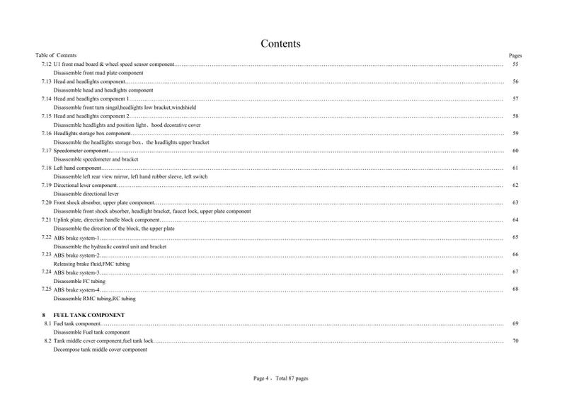 Zontes ZT125 ZT155 U U1 Euro V Service Manual 2021-2025 Motorcycle service manual preview page 10