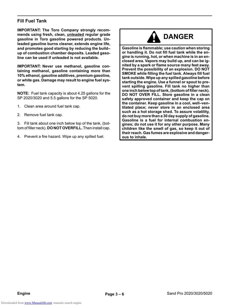 Toro Sand Pro 2020 3020 5020 Engine Service Manual service manual preview page 6