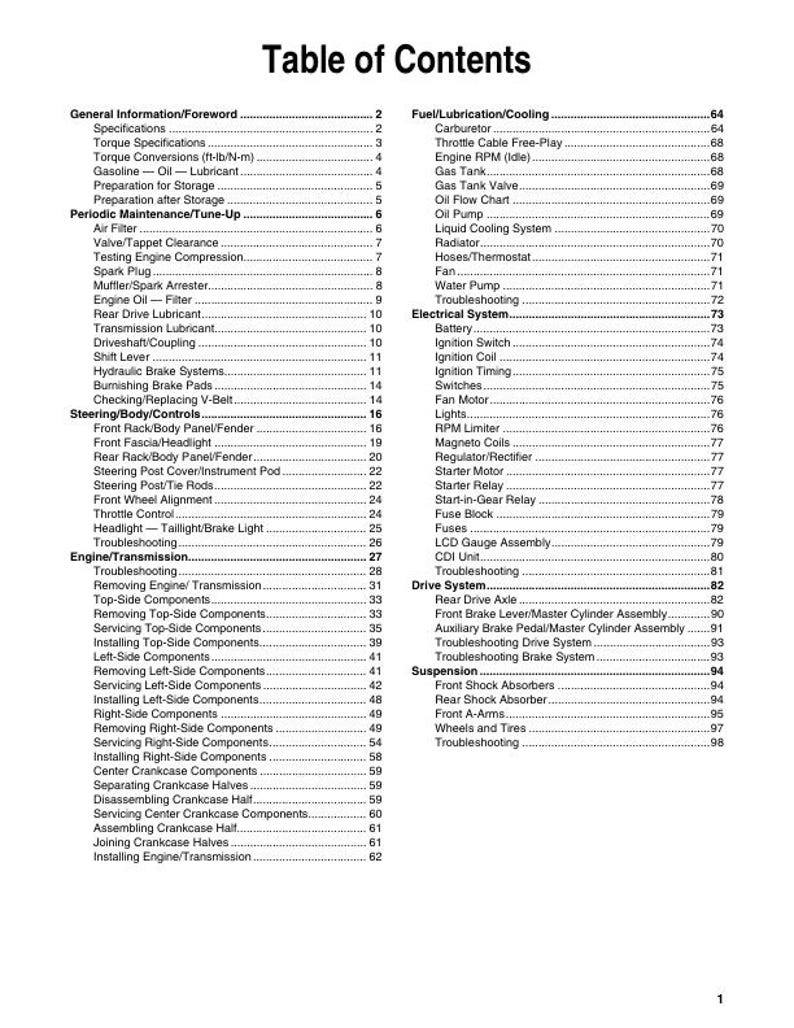 Tracker Offroad 300 ATV Service Manual service manual preview page 9