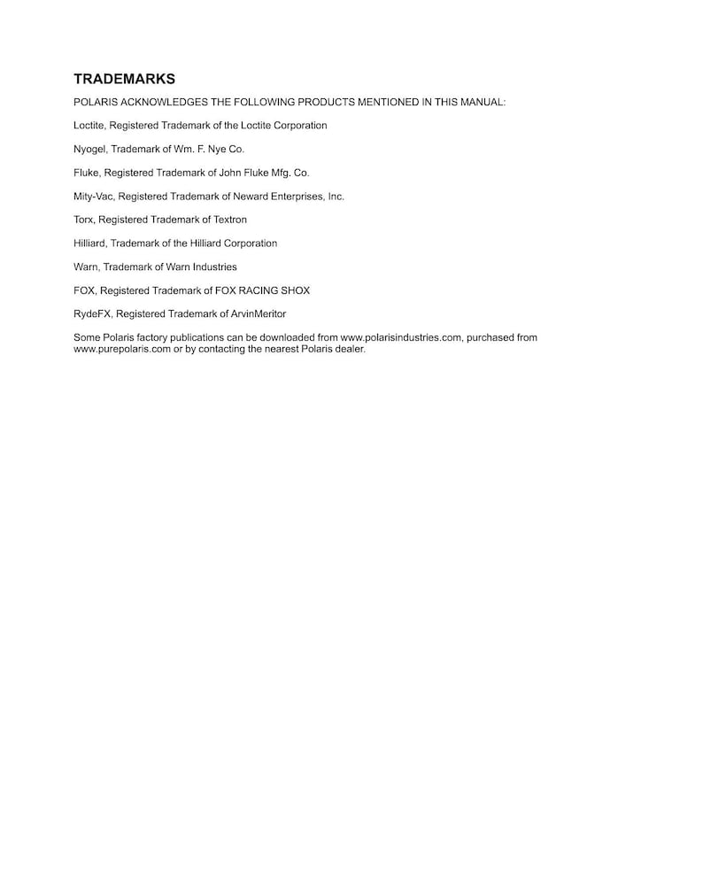 Polaris Ranger EV Service Manual service manual preview page 7