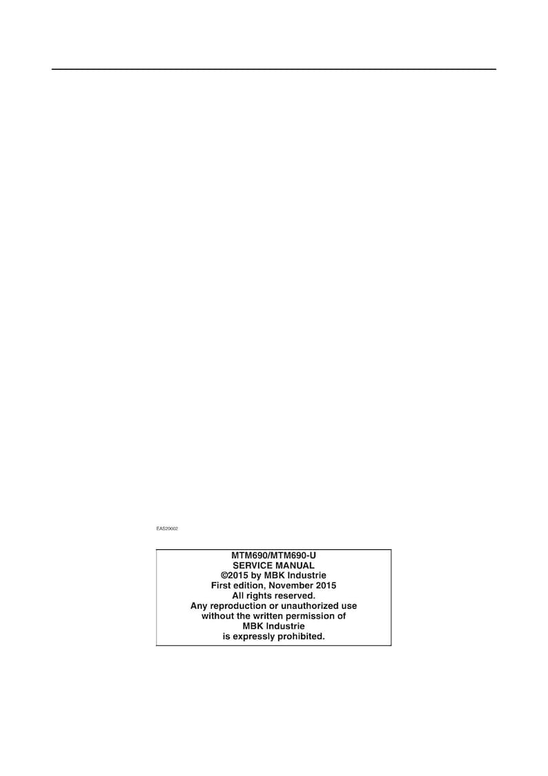 Yamaha XSR700 MTM690 Service Manual 2016-2020 Motorcycle service manual preview page 9