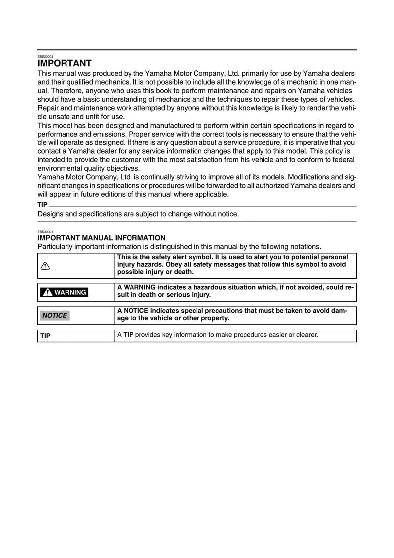 Yamaha Grizzly 700 Service Manual 2016-2020 ATV Repair service manual preview page 7