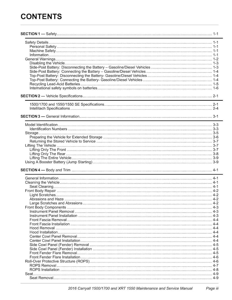 Club Car Carryall 1500 1700 XRT 1550 Service Manual service manual preview page 8