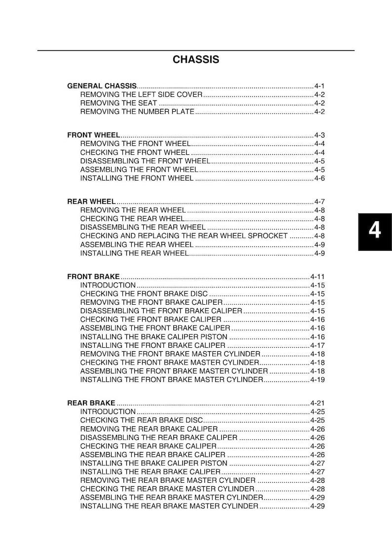 Yamaha YZ250F YZ250FG Service Manual service manual preview page 4