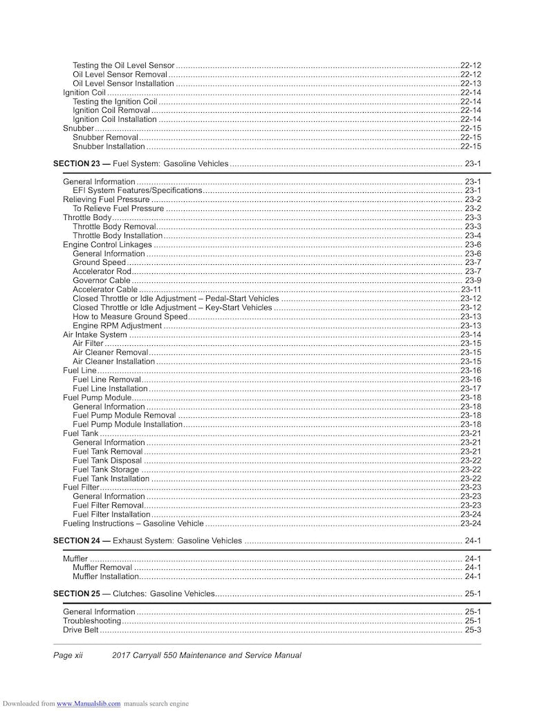 Club Car Carryall 550 Service Manual service manual preview page 6