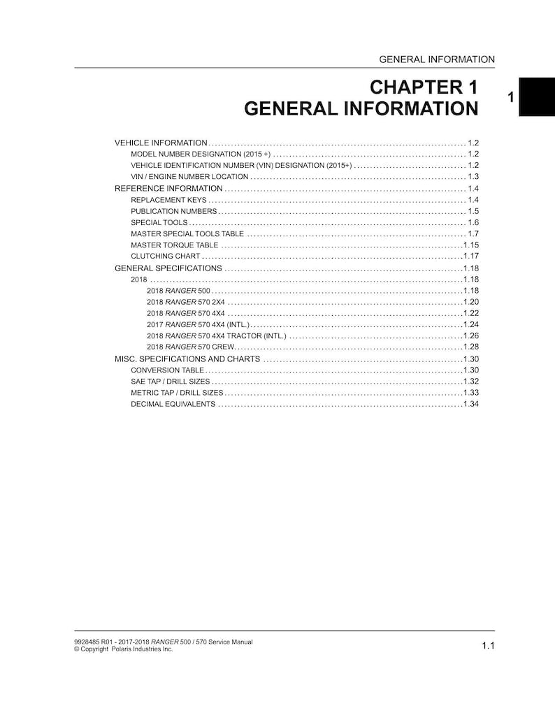 Polaris Ranger 500 570 Service Manual service manual preview page 9