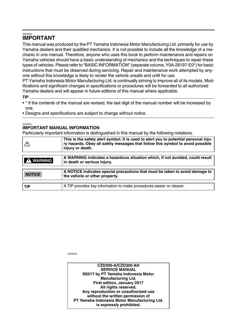 Yamaha X-MAX 300 MBK Evolis 300 Service Manual service manual preview page 6