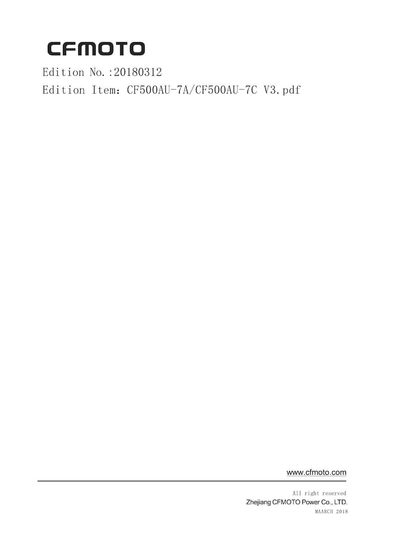 CFMOTO CForce 520 Service Manual 2018-2022 ATV CF500AU-7A 7C service manual preview page 11