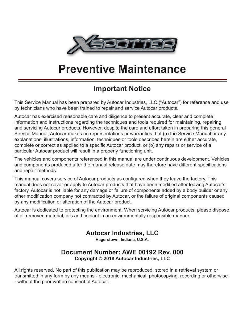 Autocar ACTT Xspotter Service Manual service manual preview page 6