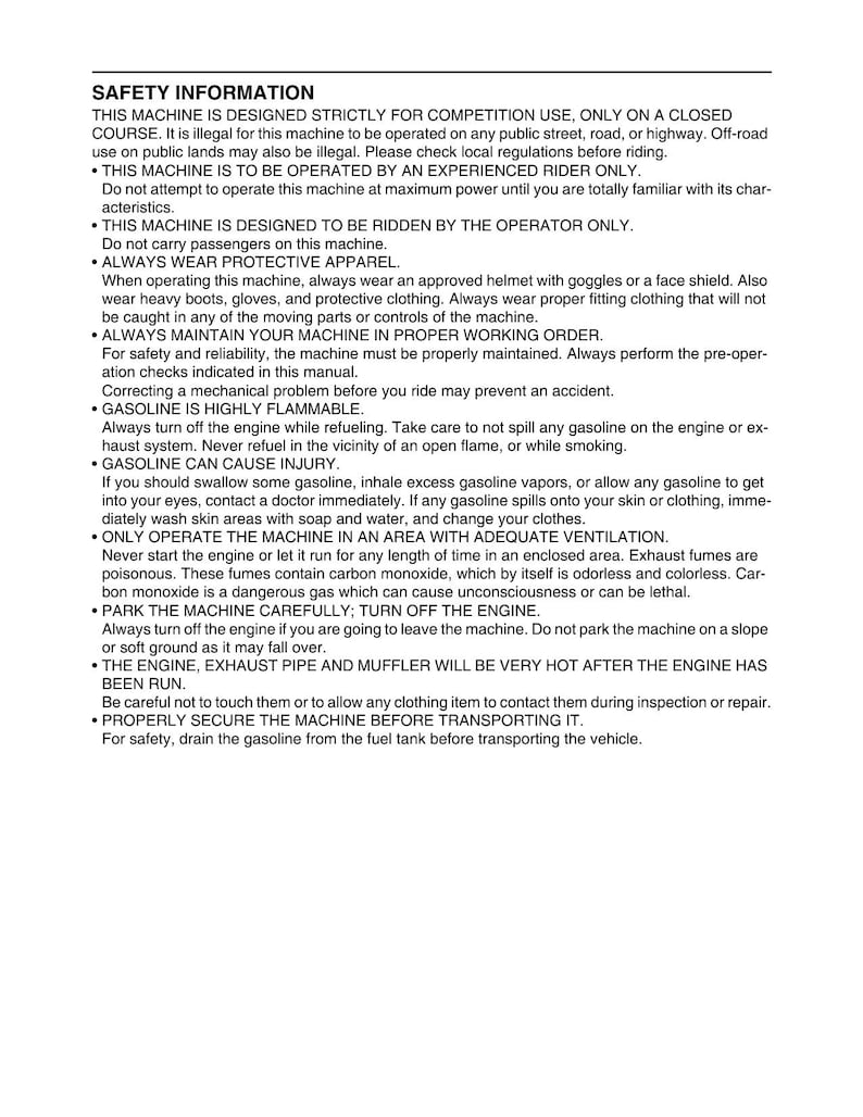 Yamaha YZ250FX Service Manual service manual preview page 7