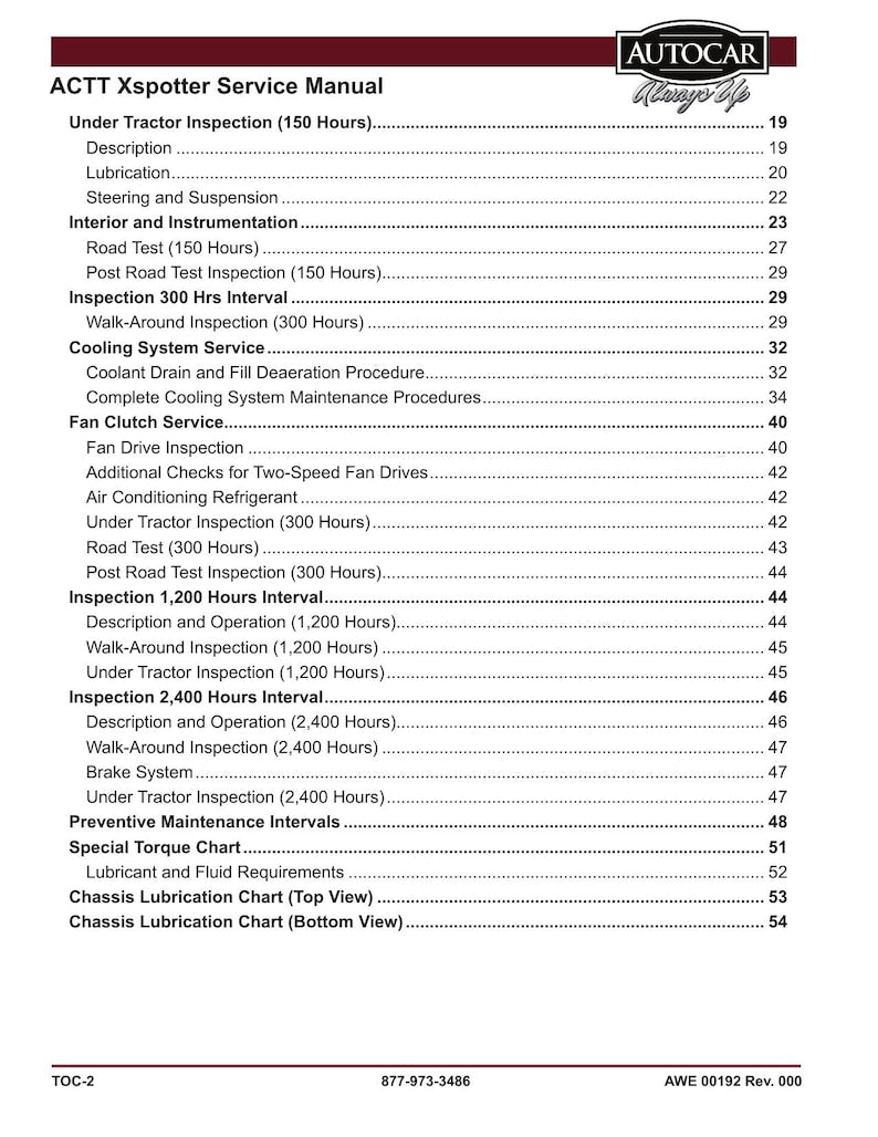 Autocar ACTT Xspotter Service Manual service manual preview page 8