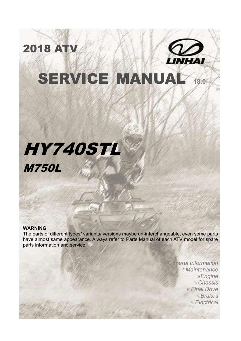 Linhai HY740STL M750L Service Manual 2018-2022 ATV Repair service manual preview page 2