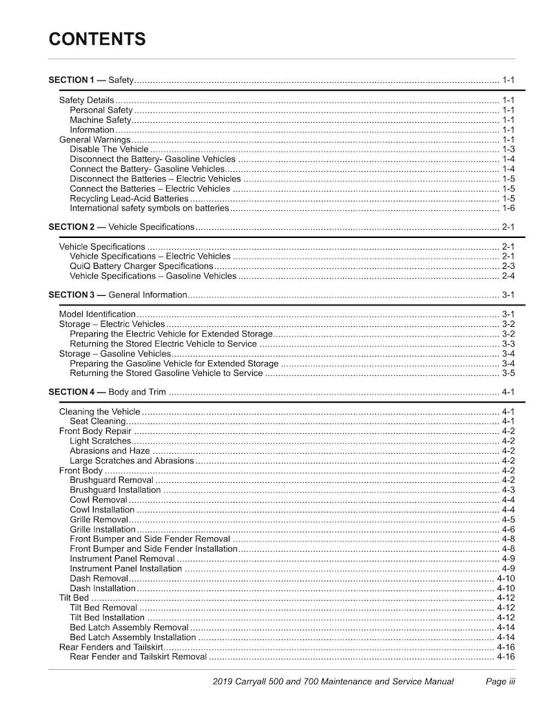 Club Car Carryall 500 700 Service Manual service manual preview page 7