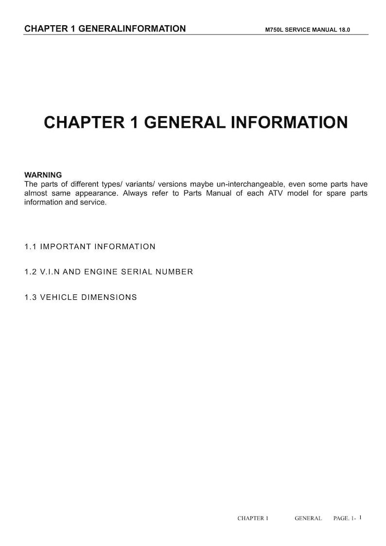 Linhai HY740STL M750L Service Manual 2018-2022 ATV Repair service manual preview page 9