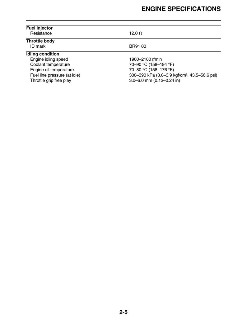 Yamaha YZ450FX Service Manual service manual preview page 9