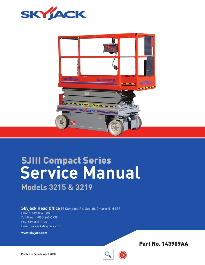 Skyjack SJIII Compact 3215 3219 Service Manual 2004-2008 Scissor Lift service manual preview page 2