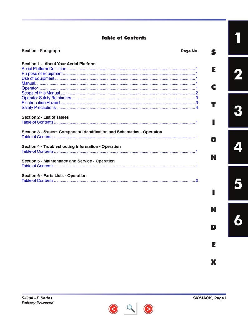 Skyjack SJ 8831E 8841E Scissor Lift Maintenance & Parts Manual service manual preview page 3
